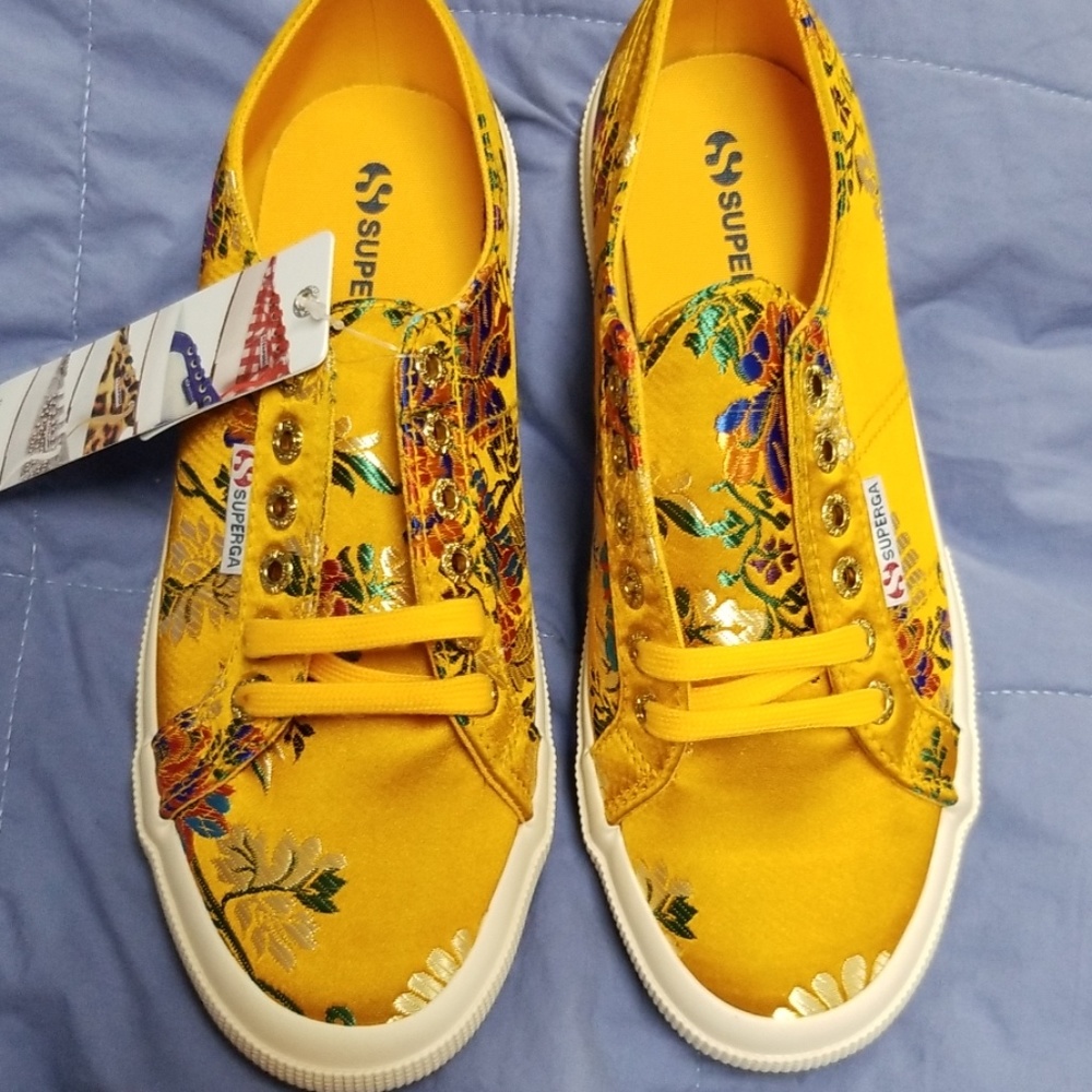 Superga Yellow Floral Sneakers